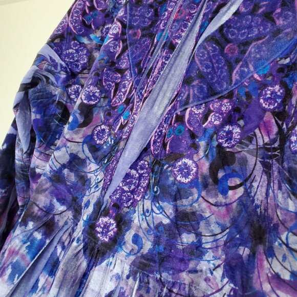 ONE WORLD Velvet Blouse Boho Style. Size M - Picture 8 of 10